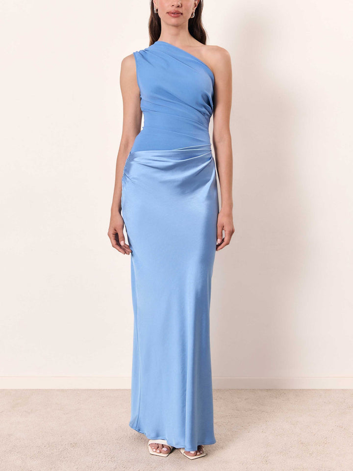 Women's One Shoulder Ruched Christmas Party Dress (9)
