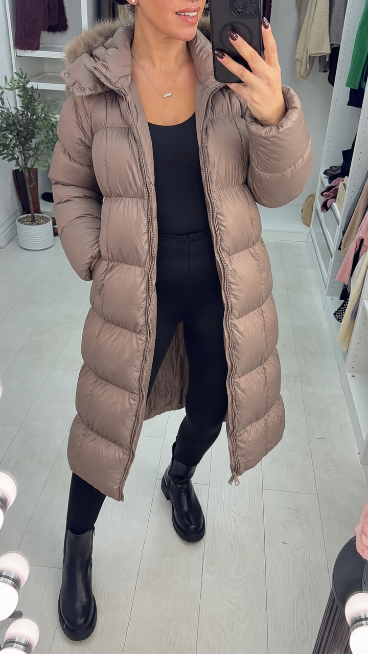 Women's Padded Winter Trench Coat in Brown