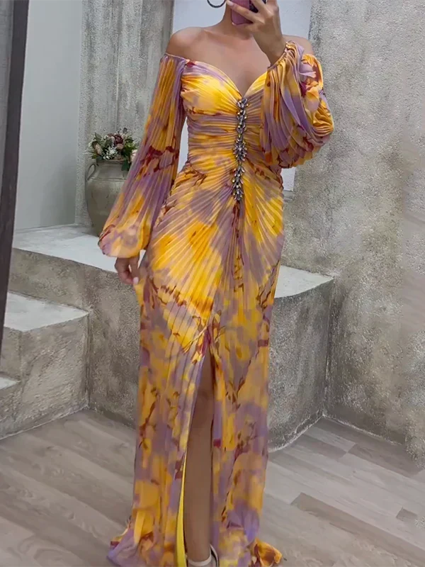 Women's Pleated Midi Dress for Parties (2)