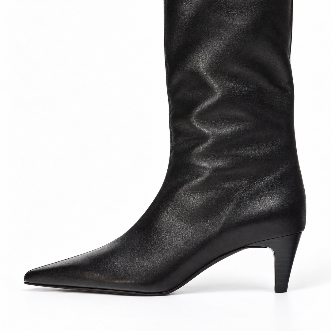 Women's Pointed Knee High Boots for Evening Wear in Black 3
