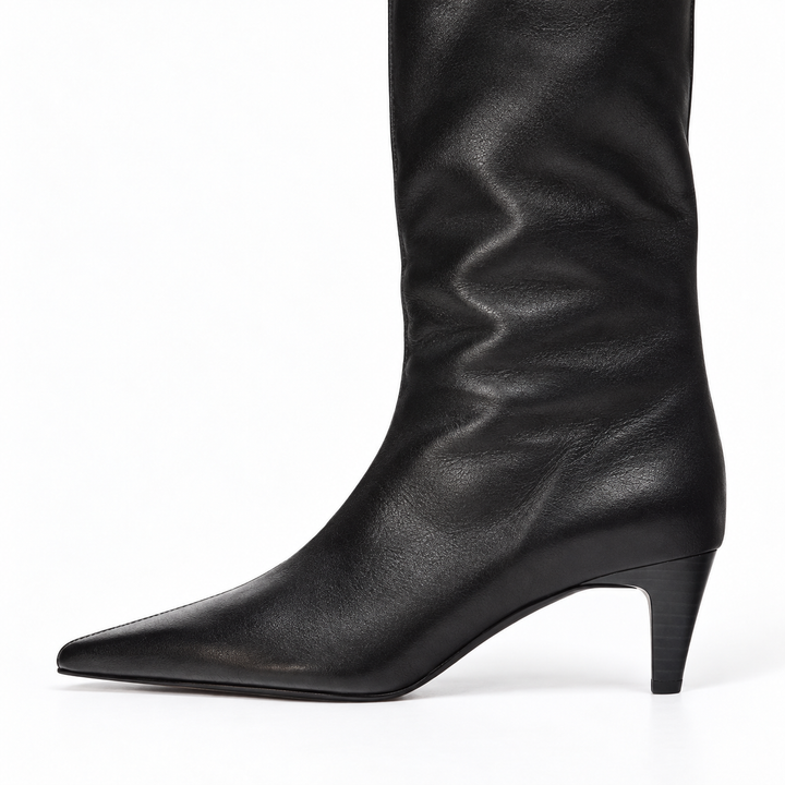 Women's Pointed Knee High Boots for Evening Wear in Black 3