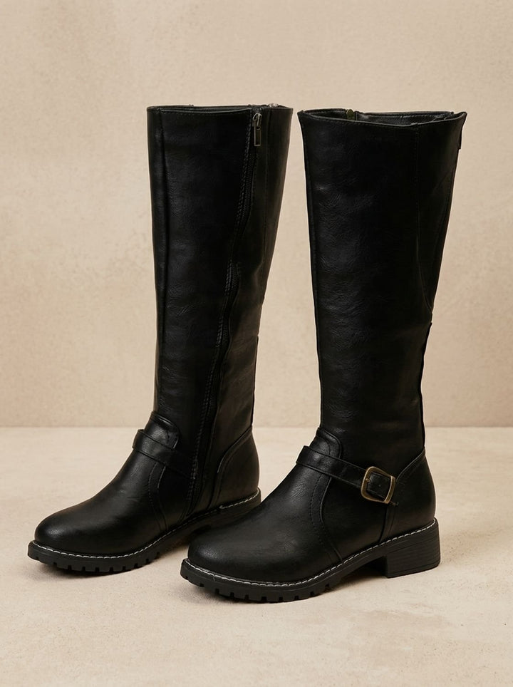 Women's Polished Knee High Boots for Fall in Black