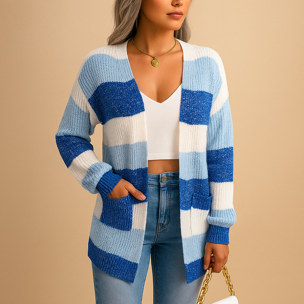 Women's Printed Longline Jumper Dress for Winter in Blue