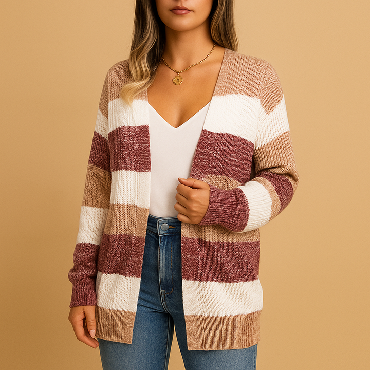 Women's Printed Longline Jumper Dress for Winter in Brown