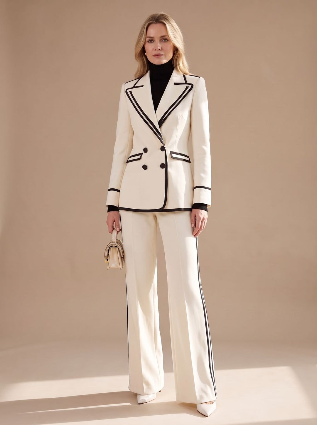 Women's Professional Coat Suit with Double-Breasted Blazer (2)