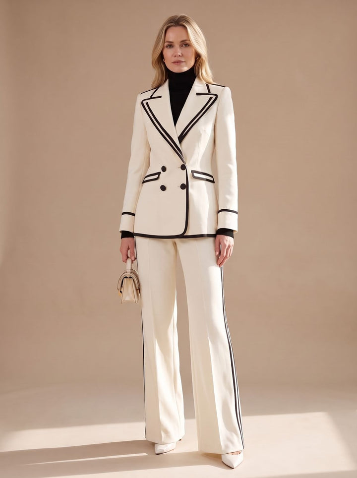 Women's Professional Coat Suit with Double-Breasted Blazer (3)
