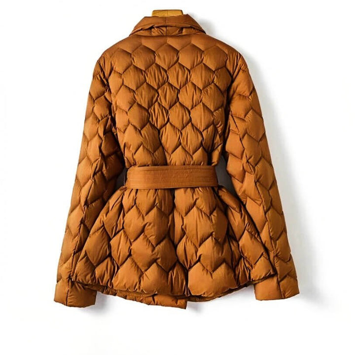 Women's Puffer Coat with Belted Quilted Design (4)
