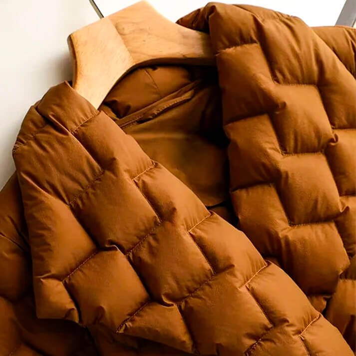 Women's Puffer Coat with Belted Quilted Design (5)