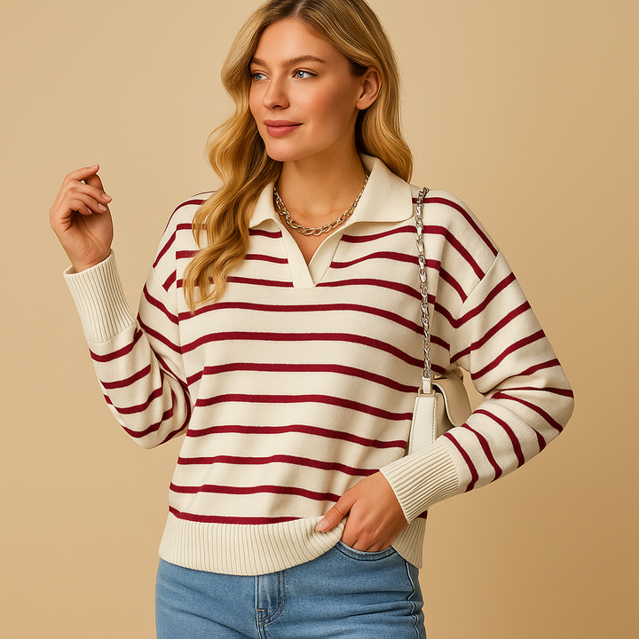 Women's Relaxed Knitted Jumper Dress for Everyday Wear in Red