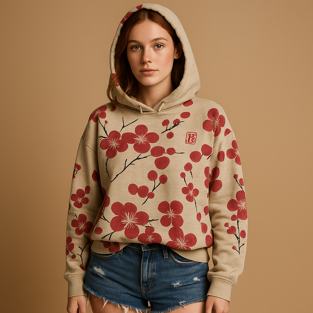 Women's Relaxed Printed Jumper for Casual Days in Red