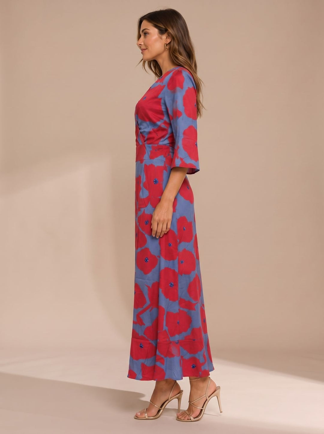 Women's Ruffled Floral Maxi Christmas Party Dress (2)