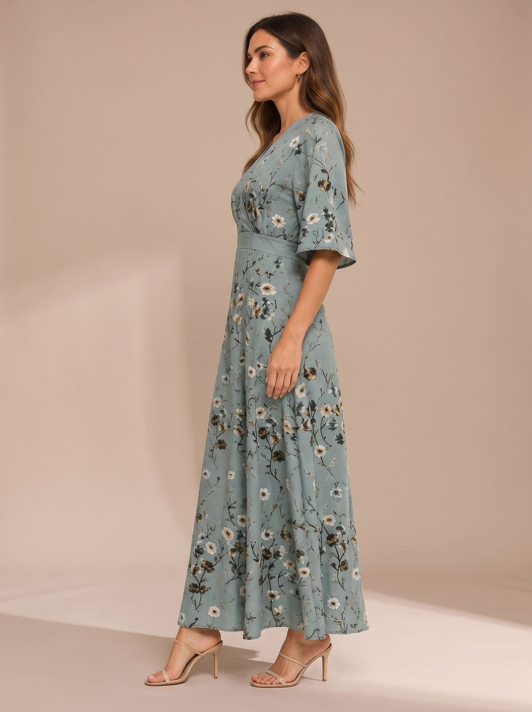 Women's Ruffled Floral Maxi Christmas Party Dress (4)