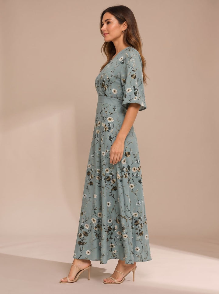 Women's Ruffled Floral Maxi Christmas Party Dress (4)