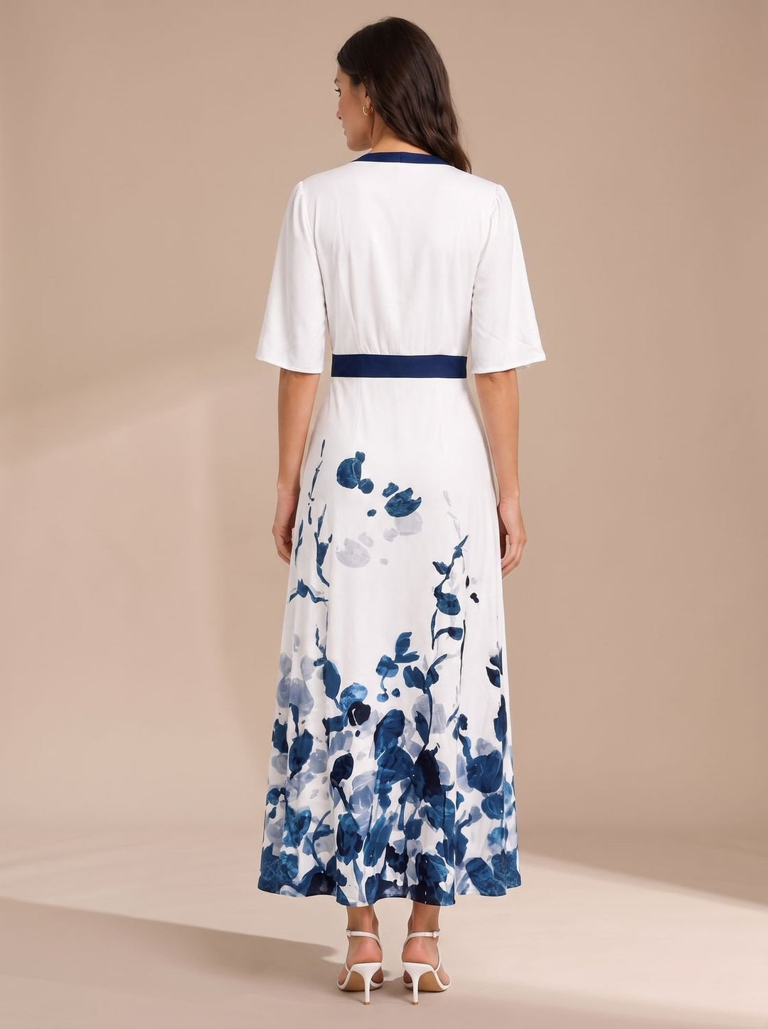 Women's Ruffled Floral Maxi Christmas Party Dress (7)