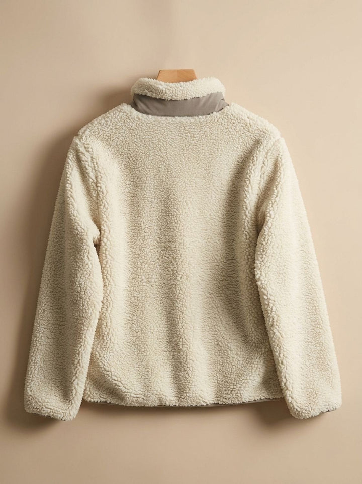 Women's Sherpa Fleece Layering Coat for Fall in Beige 2