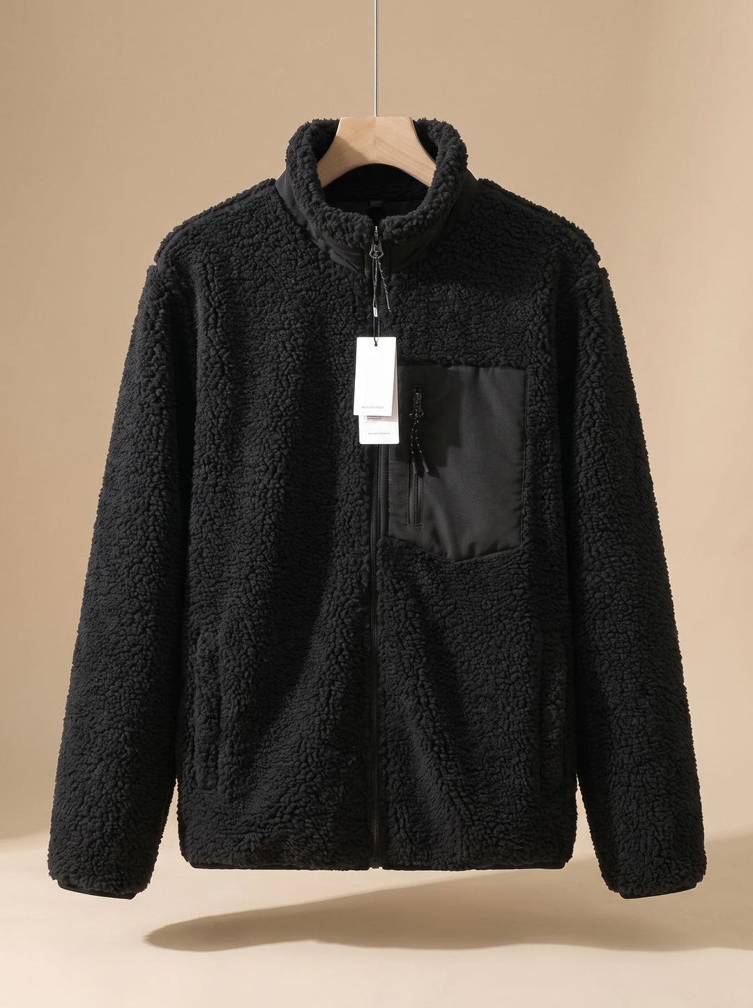 Women's Sherpa Fleece Layering Coat for Fall in Black