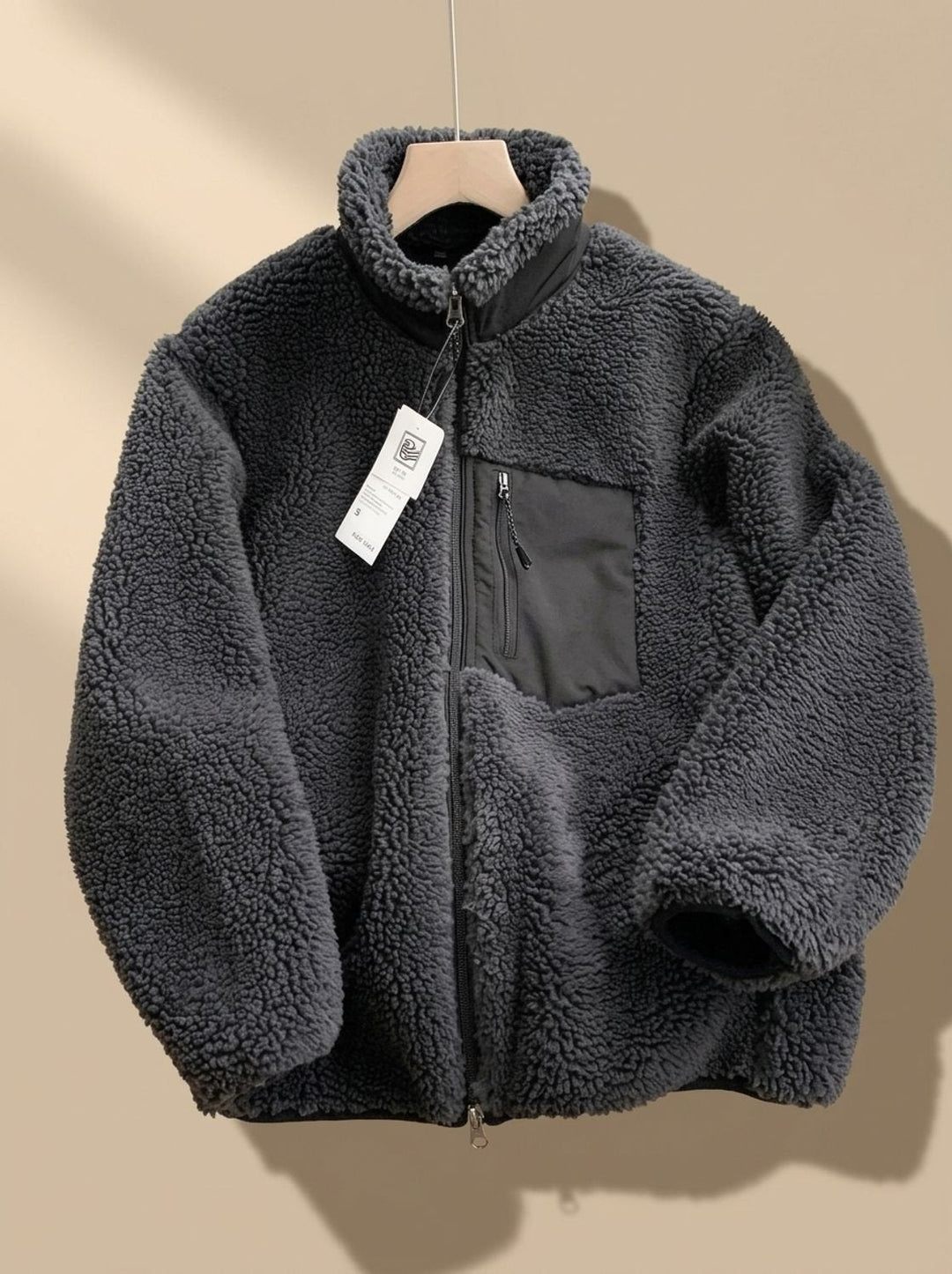 Women's Sherpa Fleece Layering Coat for Fall in Grey