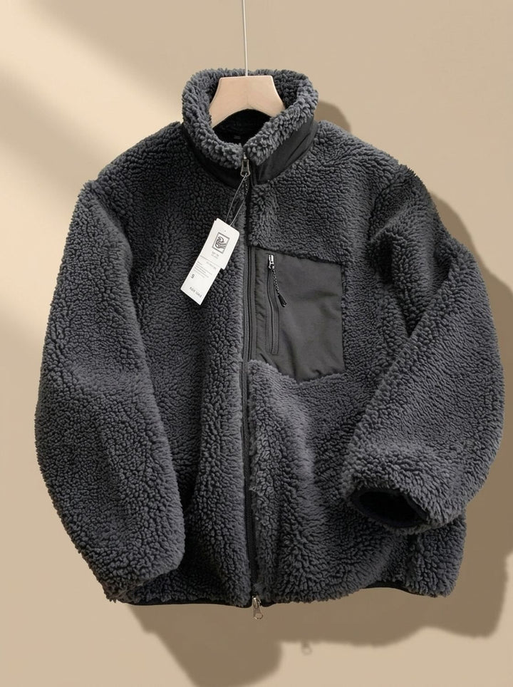 Women's Sherpa Fleece Layering Coat for Fall in Grey