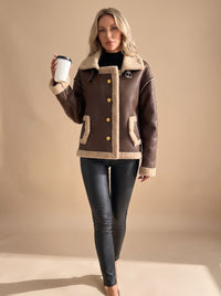 Elodie | Women's Sherpa-Lined Winter Coat Faux Leather
