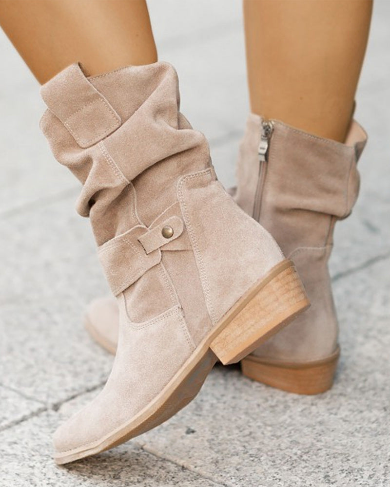 Women's Slouchy Ankle Boots with Buckle Strap (7)