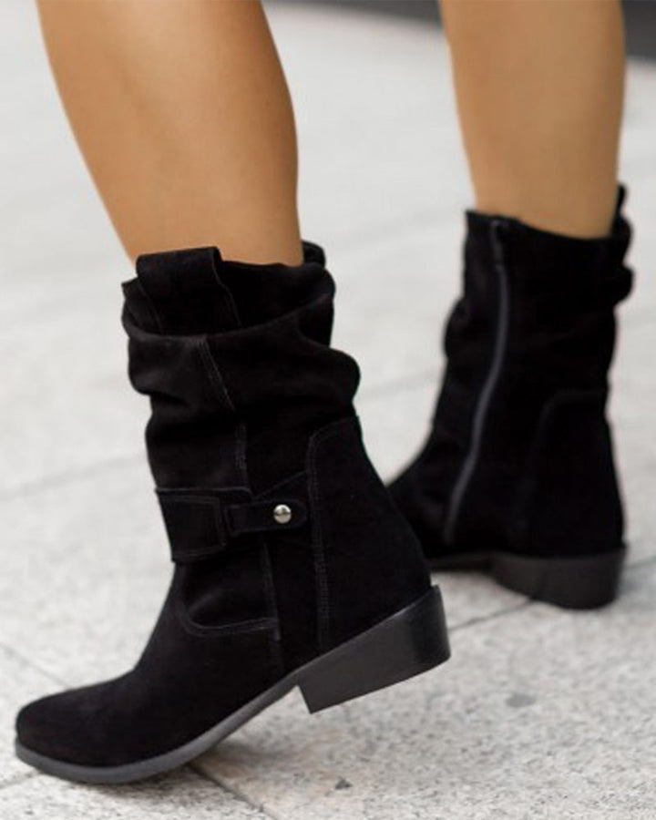 Women's Slouchy Ankle Boots with Buckle Strap (8)
