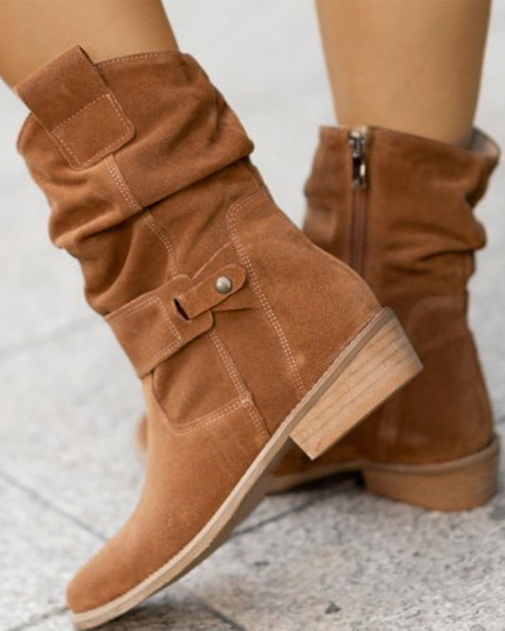 Women's Slouchy Ankle Boots with Buckle Strap (9)