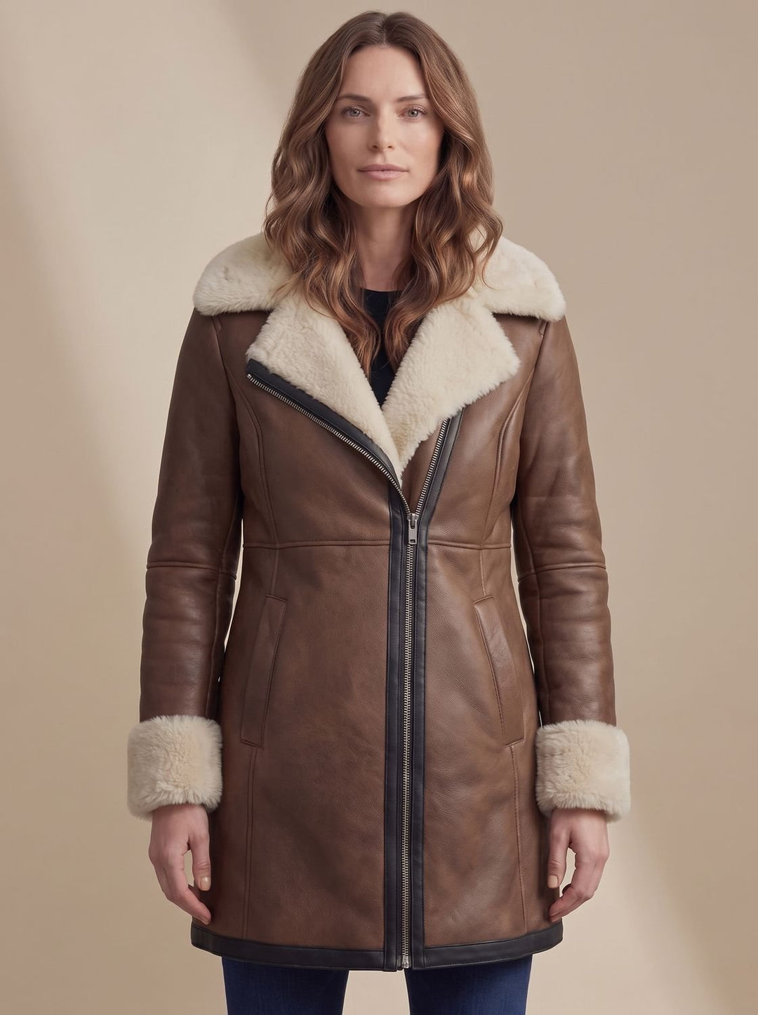 Women's Trench Coat in Leather for Winter
