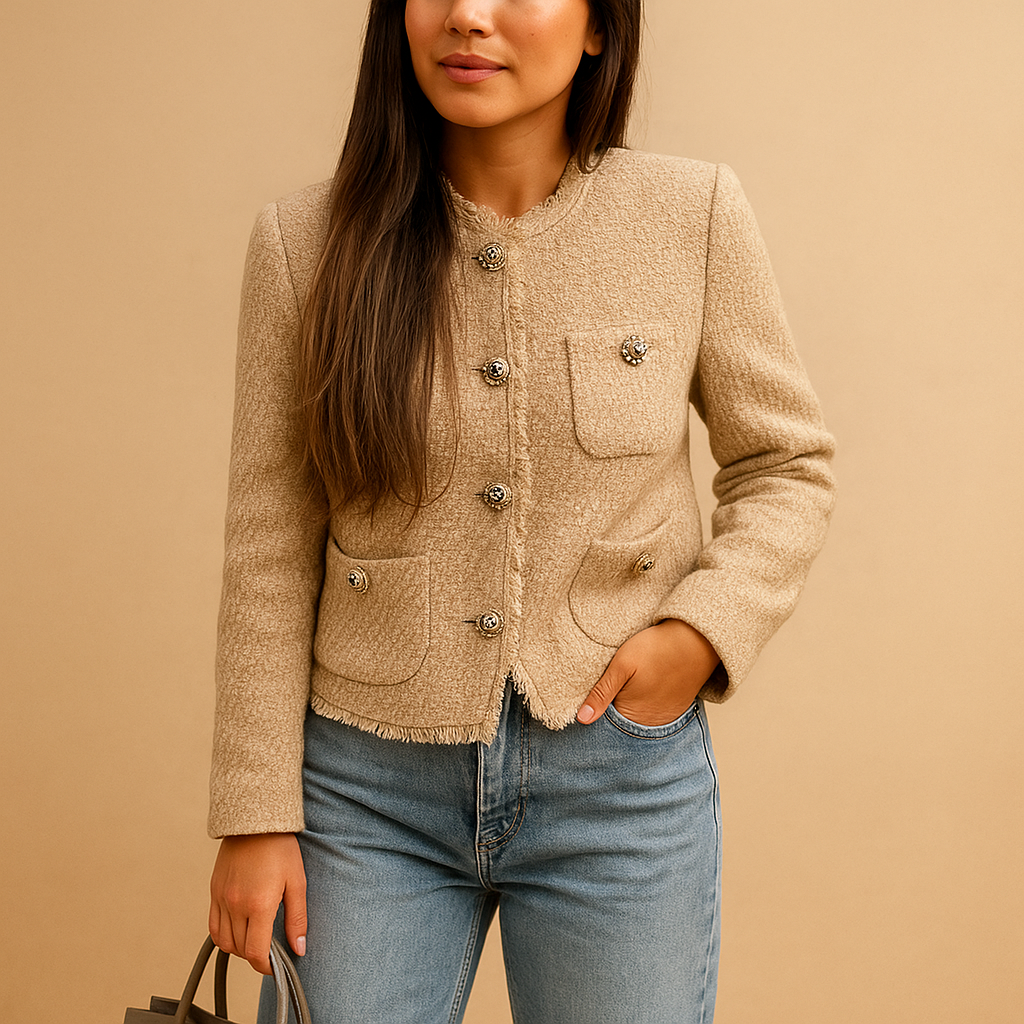 Women's Trench Coat Styled Tweed Blazer (2)