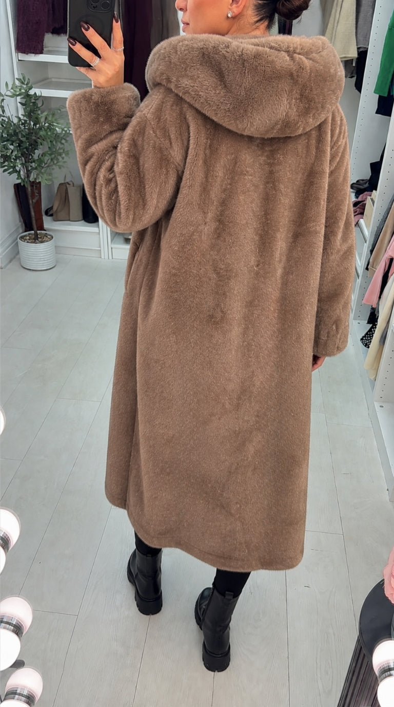 Women's Trench Coat with Faux Fur Hood (3)