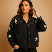 Emily | Women's Trench-Style Printed Denim Jacket for Winter