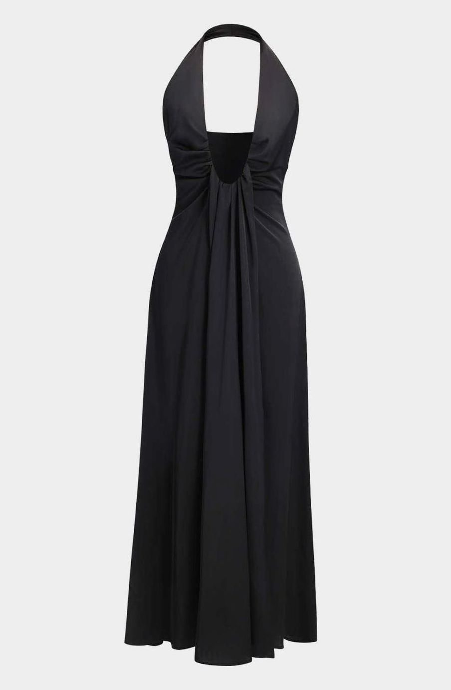 Women's V-Halterneck Maxi Christmas Party Dress in Black 2