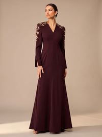 Millie | Women's V-Neck Long-Sleeve Maxi Christmas Party Dress