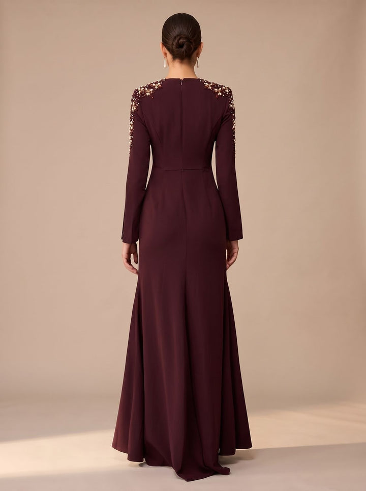 Women's V-Neck Long-Sleeve Maxi Christmas Party Dress (3)