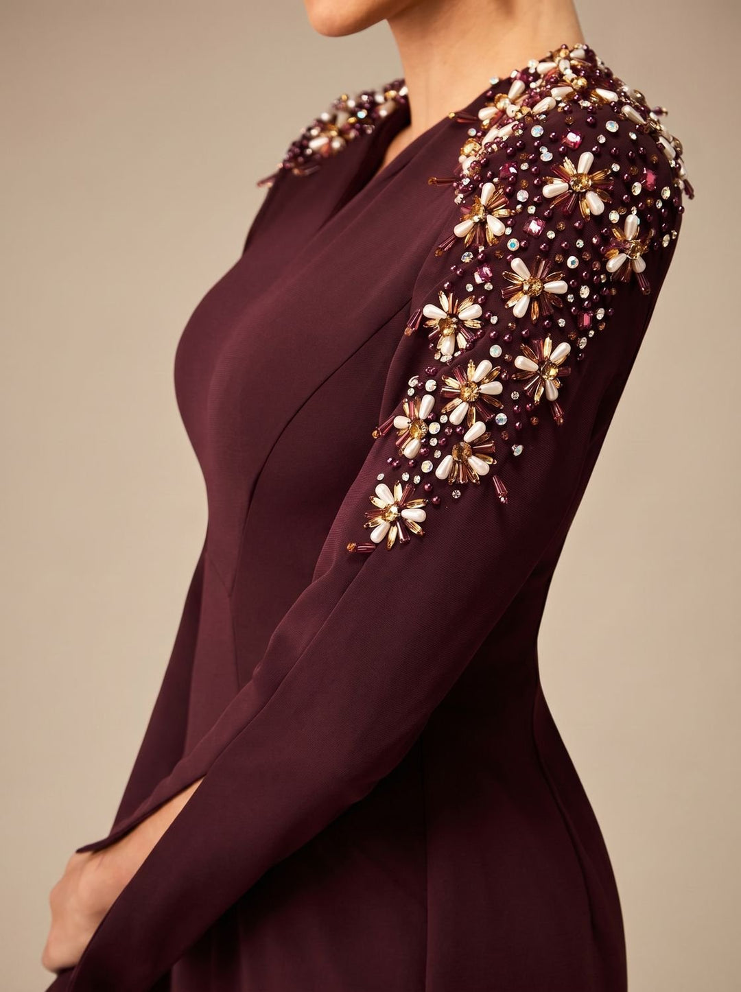 Women's V-Neck Long-Sleeve Maxi Christmas Party Dress (5)