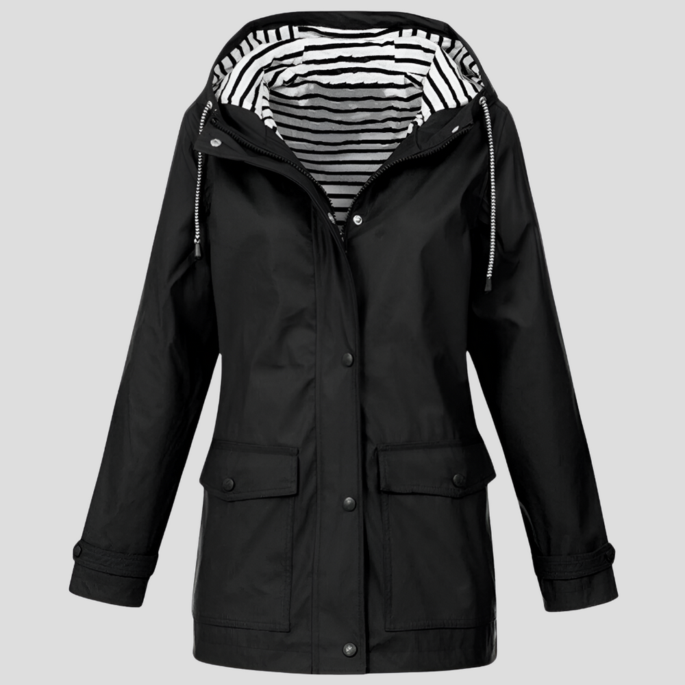 Women's Waterproof Trench Coat for Winter in Black