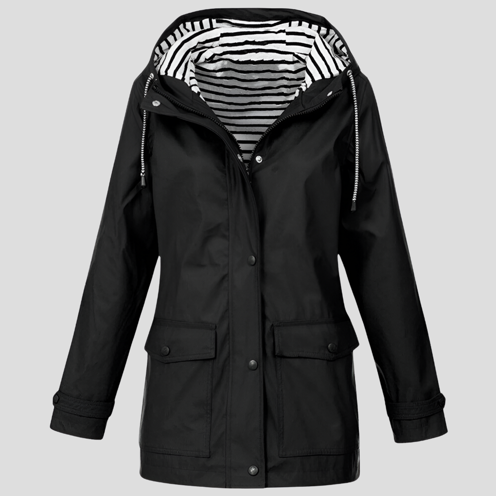 Women's Waterproof Trench Coat for Winter in Black