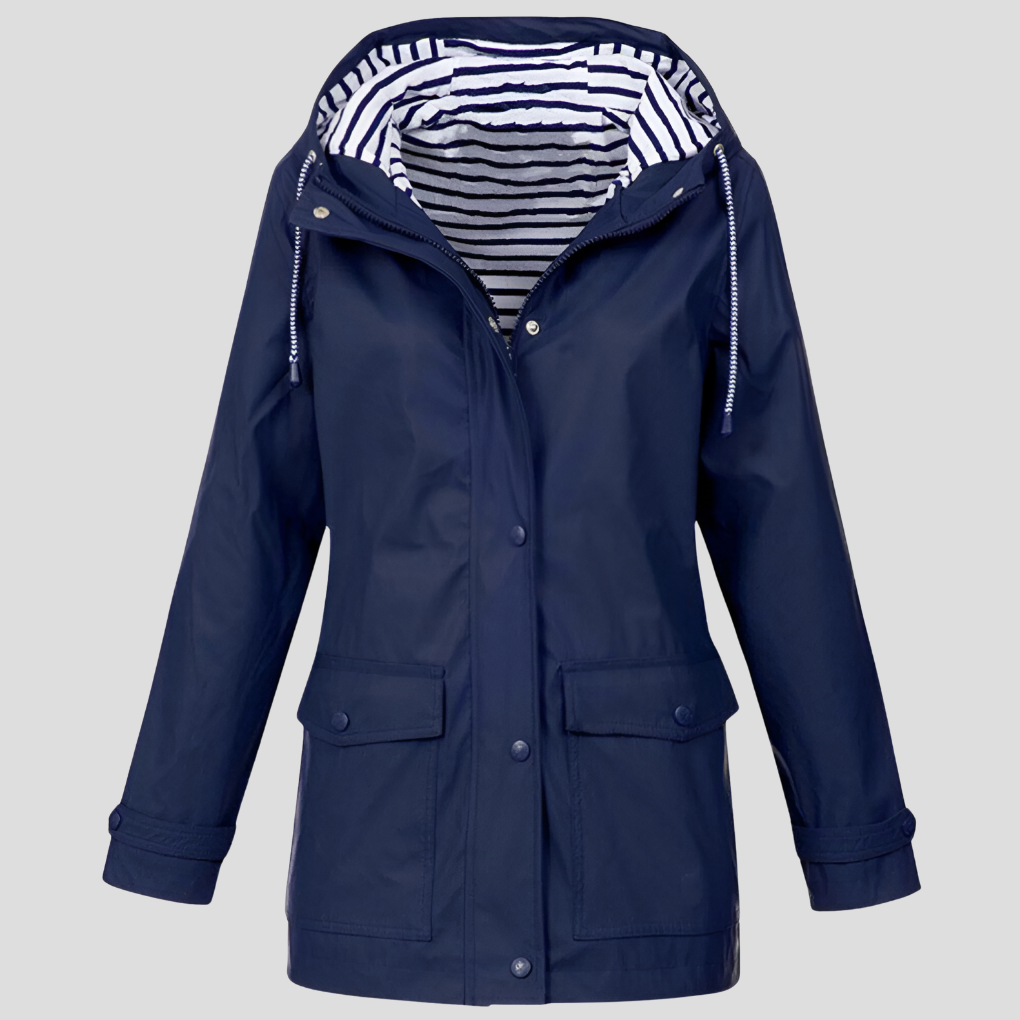 Women's Waterproof Trench Coat for Winter in Navy Blue