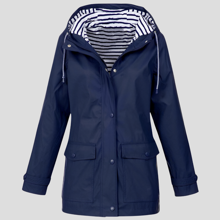 Women's Waterproof Trench Coat for Winter in Navy Blue