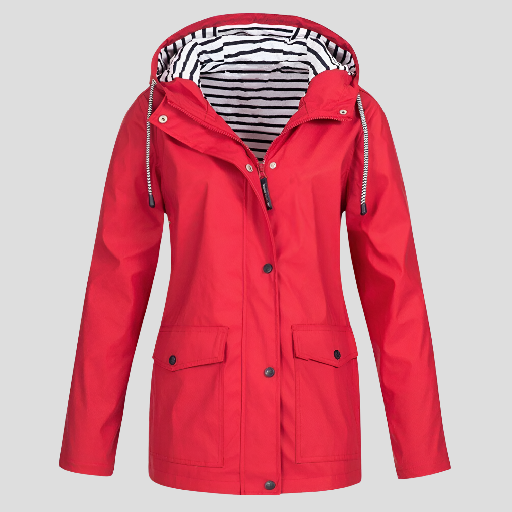 Women's Waterproof Trench Coat for Winter in Red