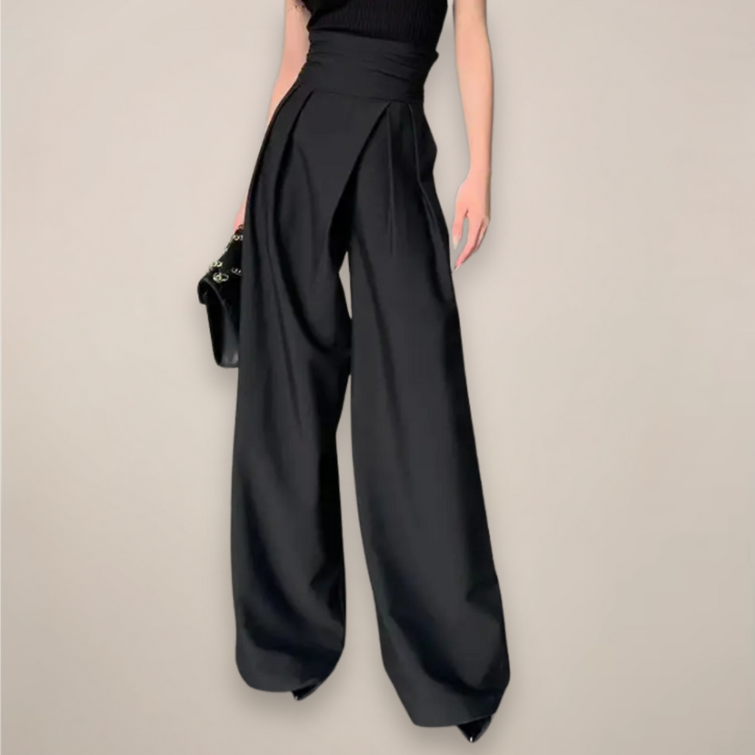 Women's Wide Leg Trousers for Polished Summer Style in Black 1