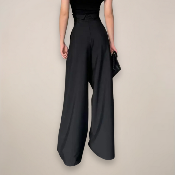 Women's Wide Leg Trousers for Polished Summer Style in Black 2