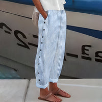 Hallie | Women's Wide-Leg Trousers in Casual Stripes