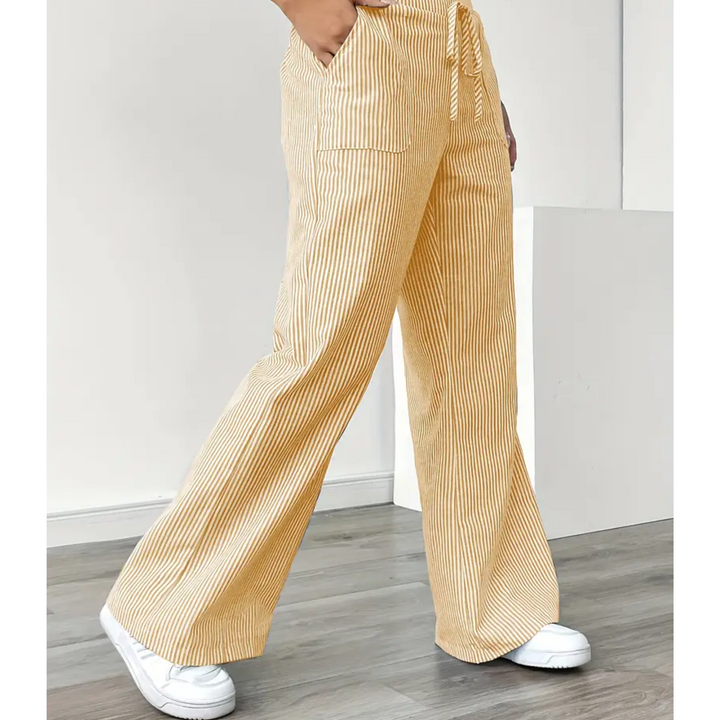 Women's Wide Leg Trousers with Fine Stripes (2)