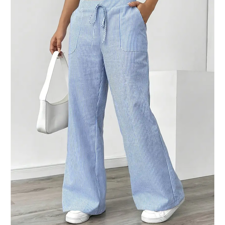 Women's Wide Leg Trousers with Fine Stripes (4)