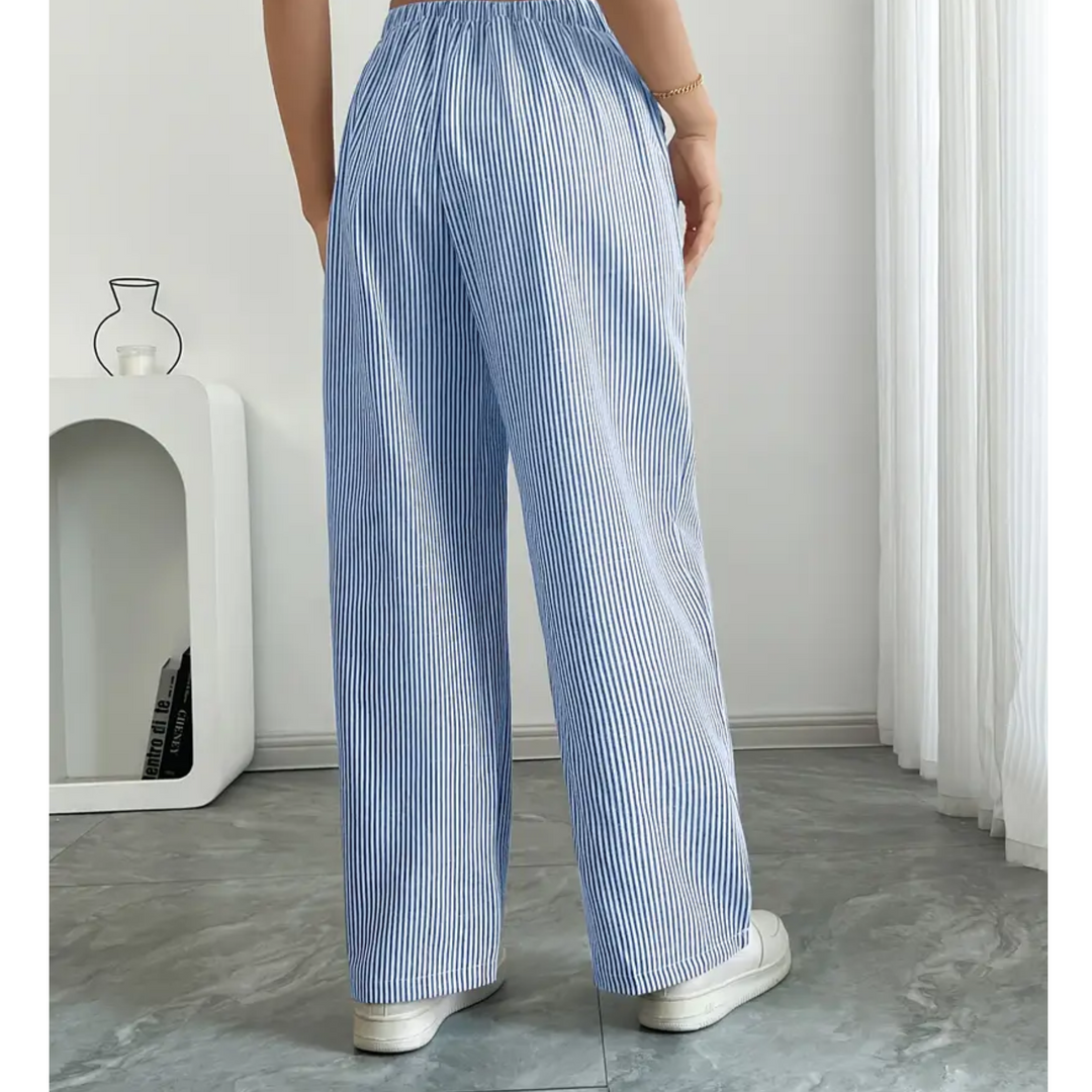 Women's Wide Leg Trousers with Fine Stripes (5)