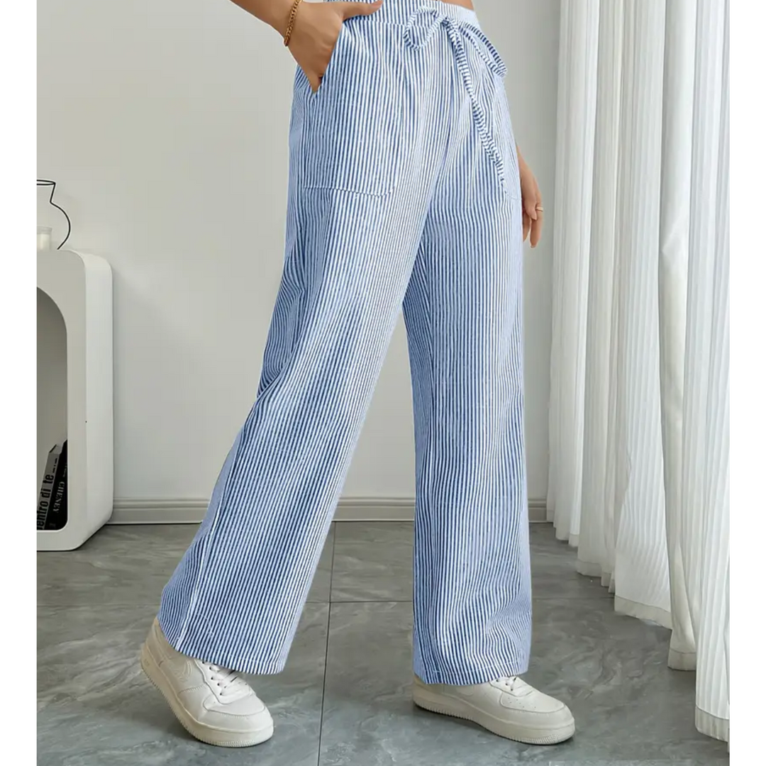 Women's Wide Leg Trousers with Fine Stripes (6)
