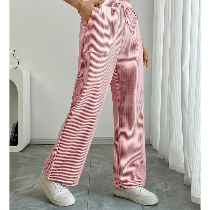 Women's Wide Leg Trousers with Fine Stripes (8)