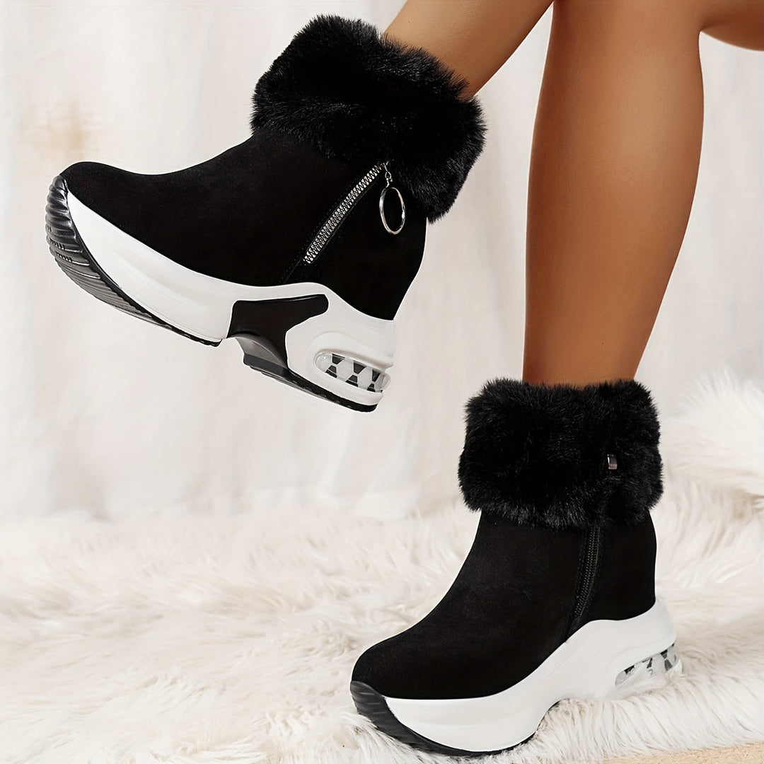Women's Winter Ankle Boots with Faux Fur Trim (5)