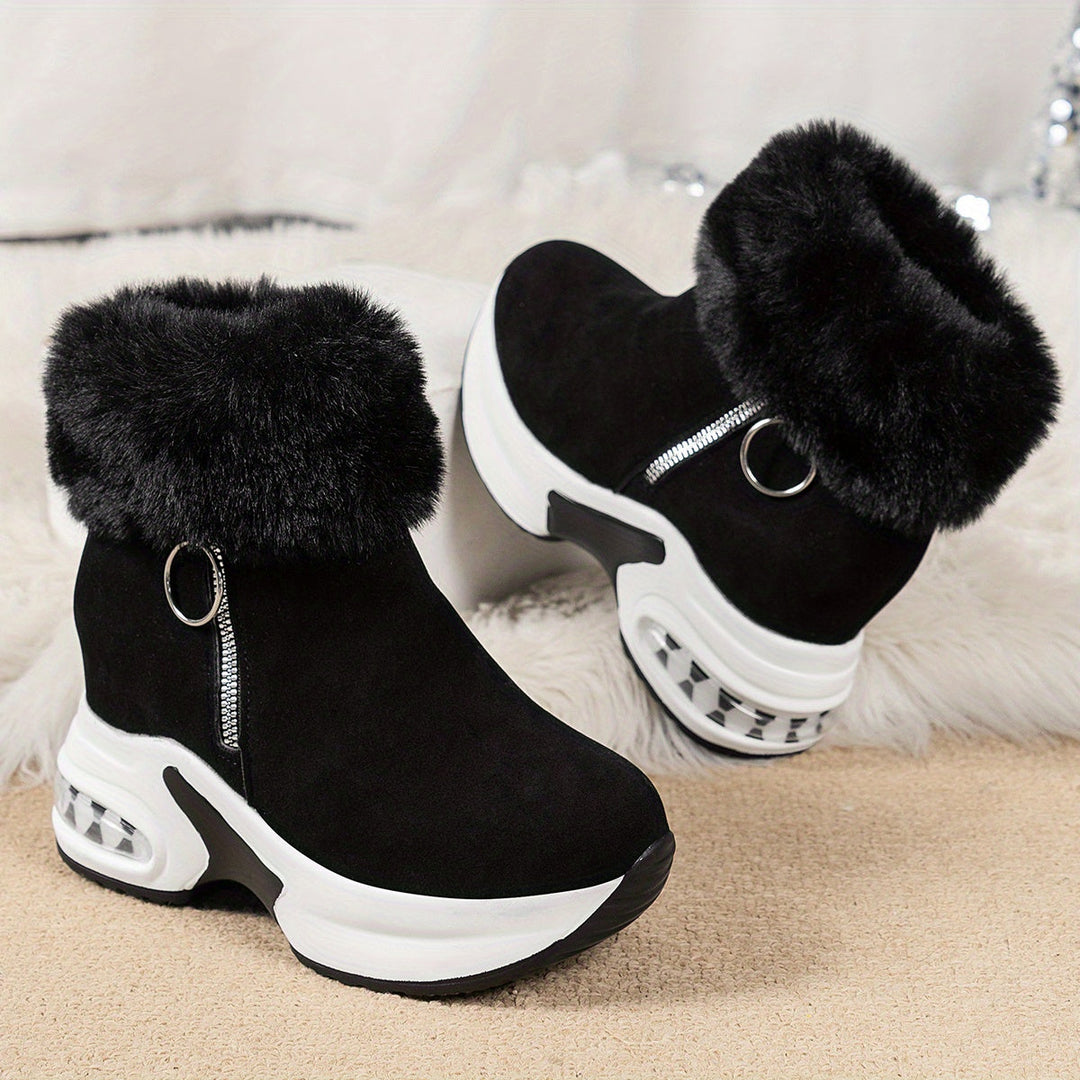 Women's Winter Ankle Boots with Faux Fur Trim (7)