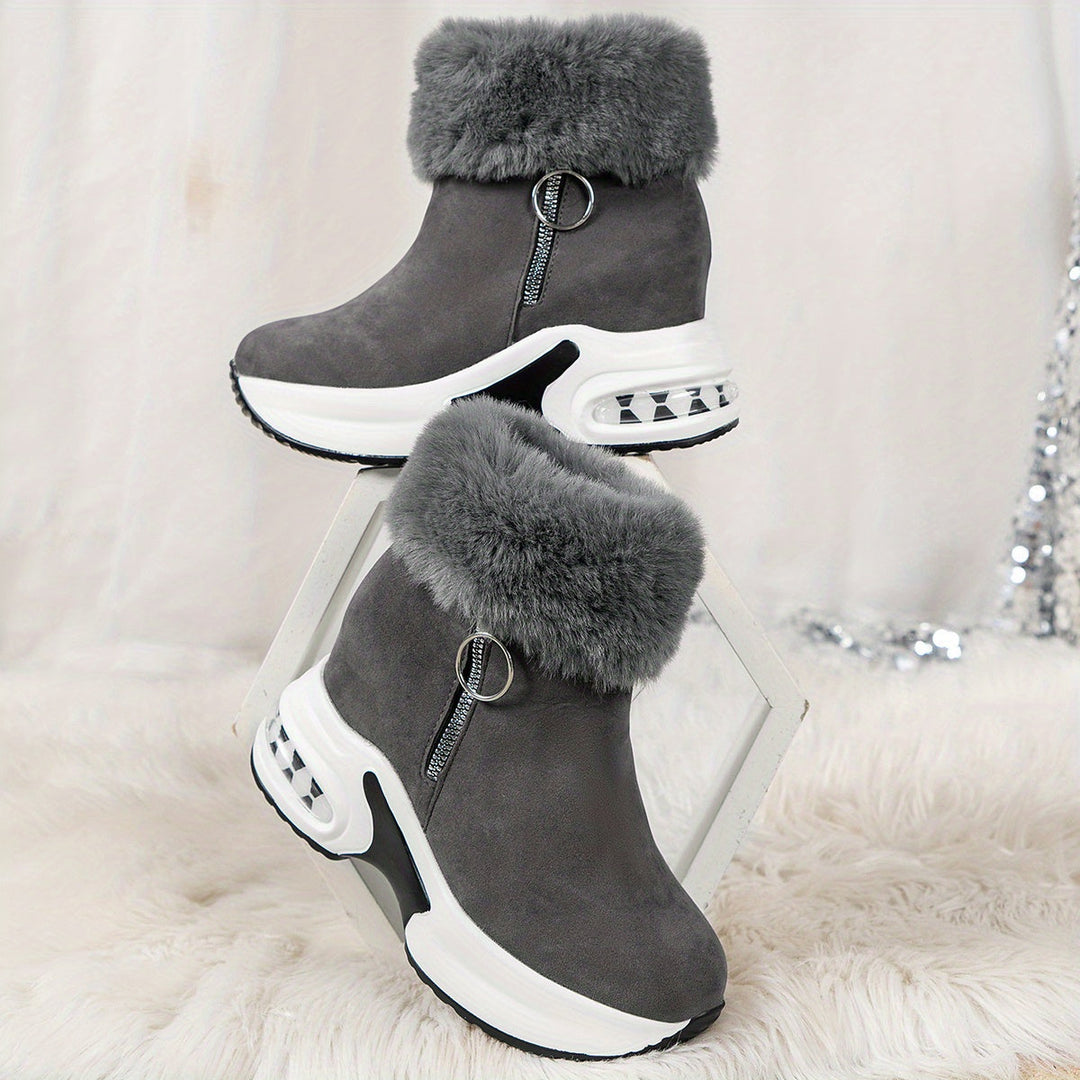 Women's Winter Ankle Boots with Faux Fur Trim (8)